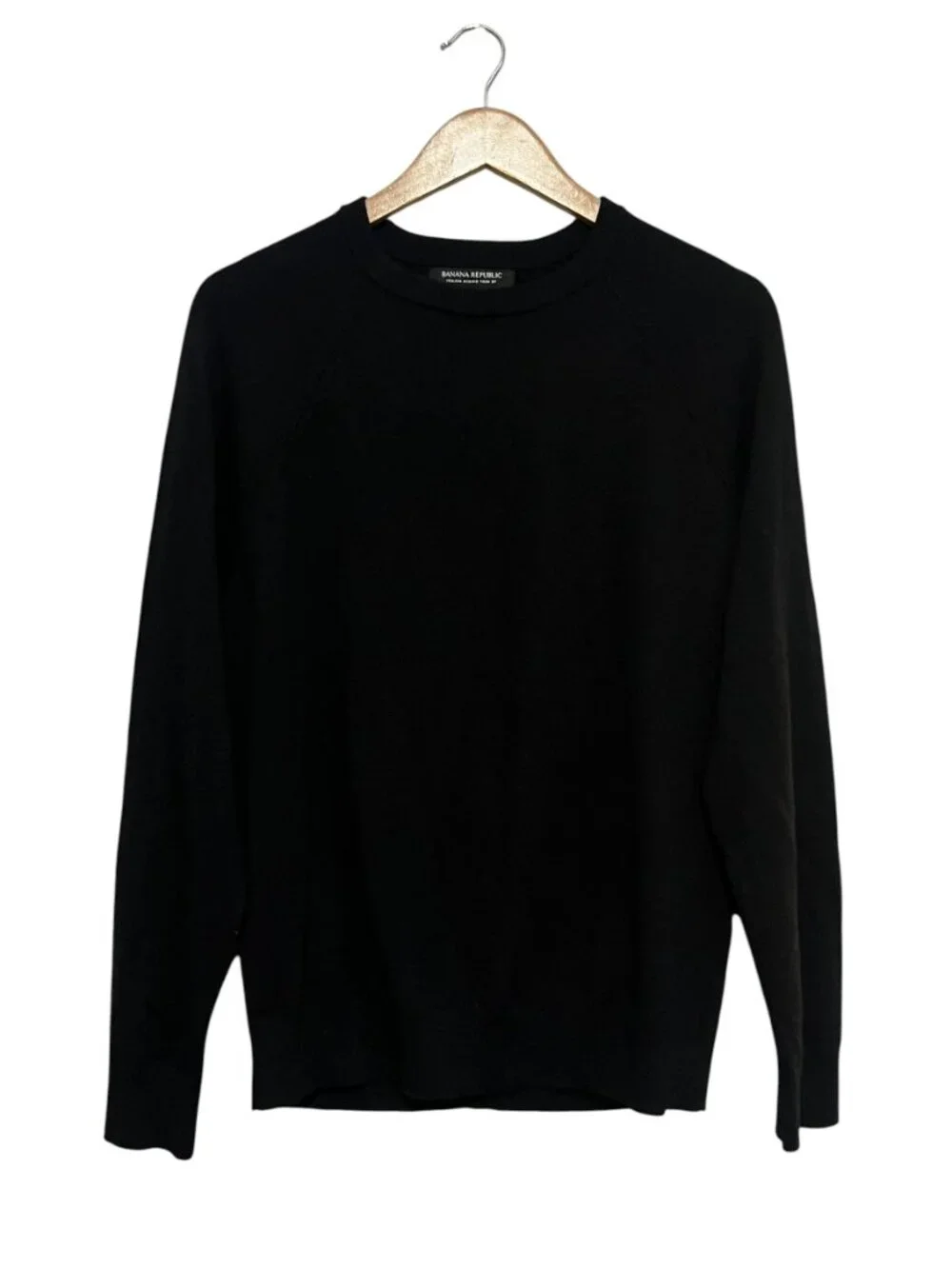 Banana Republic Italian Merino Yarn Baruffa Men's Medium Black Pullover Raglan